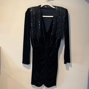 Zara Velvet Fringe Dress